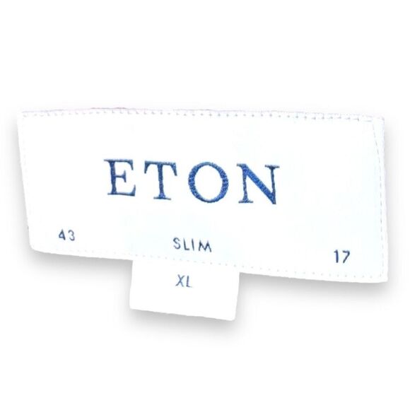 Eton Slim Fit Non-Iron Red Check BD Dress Shirt Size XL 17 - Picture 2 of 8